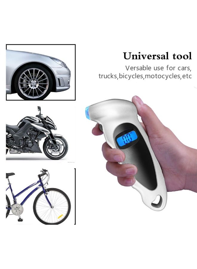 Digital Tyre Pressure Gauge Accurate 150 PSI 4 Ranges with Backlight LCD Display and Non-Slip Grip Tyre Pressure Checker for Cars, Bikes, Motorcycles - Image 5