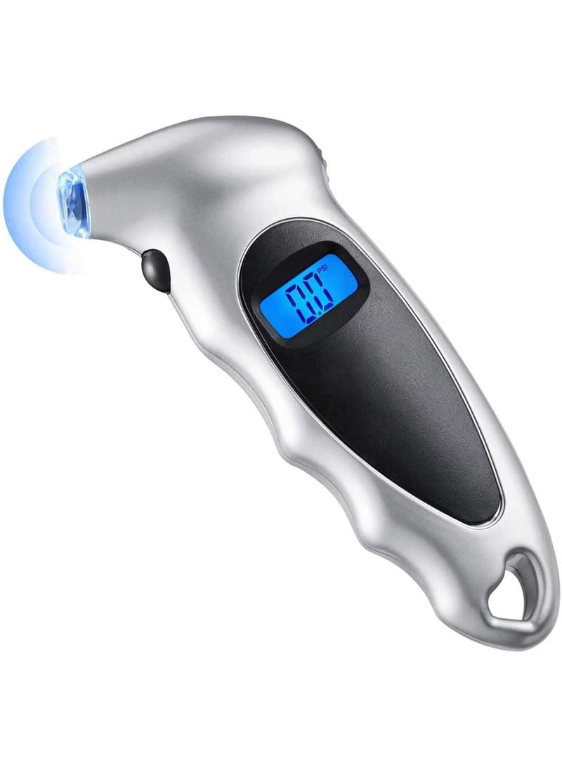 Digital Tyre Pressure Gauge Accurate 150 PSI 4 Ranges with Backlight LCD Display and Non-Slip Grip Tyre Pressure Checker for Cars, Bikes, Motorcycles - Image 1
