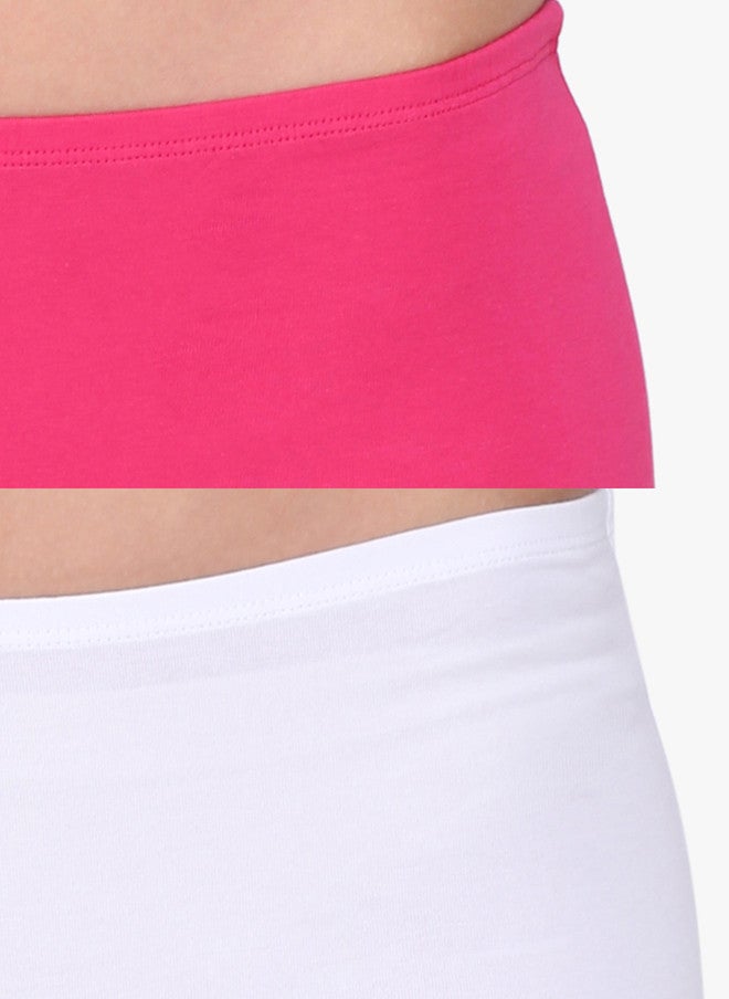 Red Rose Pack of 2 Boy Shorts in Pink and White - Mid-Rise Boyleg Style - Image 5