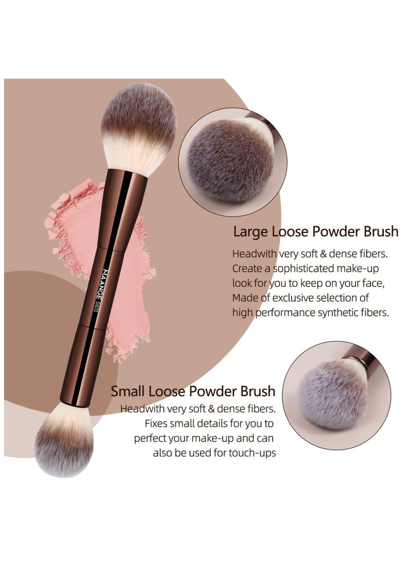 مانجي مجموعة فرش مكياج من مانج، 20 قطعة، مع صندوق هدايا، فرش مكياج متعددة الاستخدامات بطرفين لمزج البودرة السائلة وخافي العيوب والكريم وأحمر الخدود، لون بني فاتح - Image 4