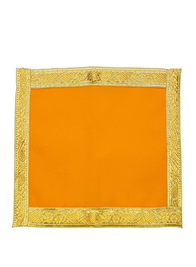 Aditri Creation Set of 5 Mat Aasan Small Pooja Aasan Decorative Cloth for Laxmi Ganesh(Size:-7" X 10") Multipurpose Pooja Indian Traditional Cultural Festival Laxmi Poojan New year Gifts Item Article(Yellow) - Image 2