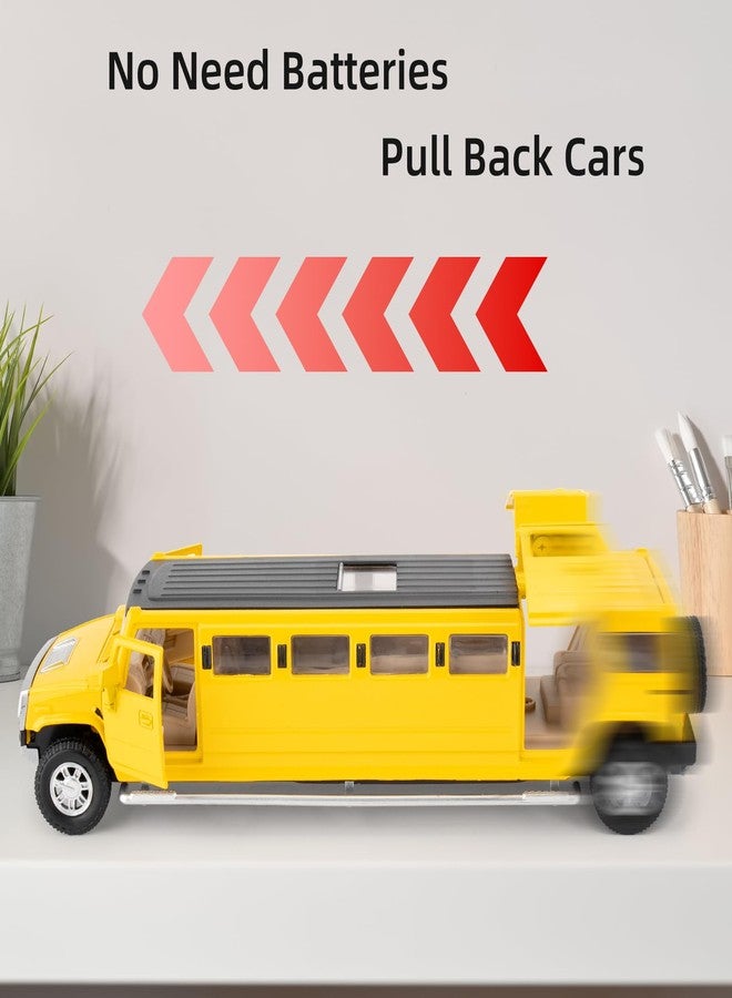 LOVEPOSELY 1/32 Hummer H2 Car Model, Diecast Car Toy with Sound and Light, Alloy Stretch Limousine Pull Back Toy Vehicle for Adult Kids Boys Girls (Yellow) - Image 3