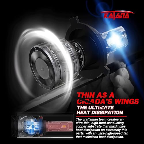 KATANA H4 Bulbs, 9003 Light Bulb 400% Brightness 6500K Xenon White Extremely Super Bright Plug and Play Mini Size Fog Light,Pack of 2 - Image 5