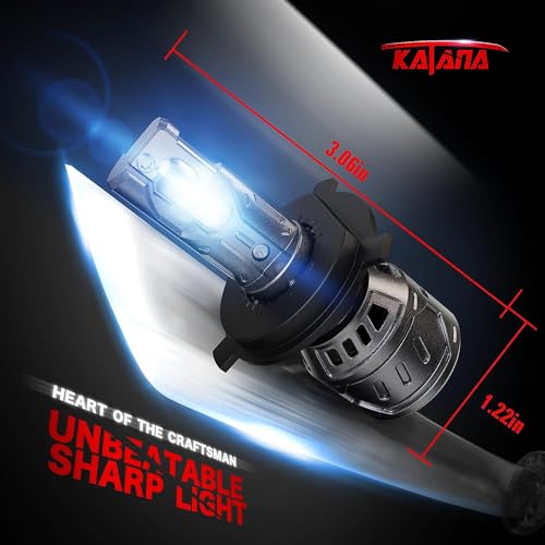 KATANA H4 Bulbs, 9003 Light Bulb 400% Brightness 6500K Xenon White Extremely Super Bright Plug and Play Mini Size Fog Light,Pack of 2 - Image 3