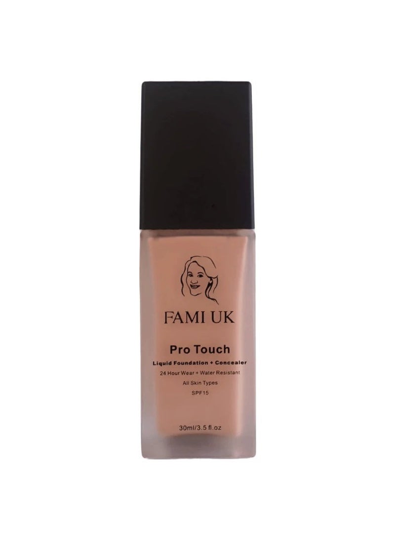 FAMIUK FAMI UK Pro Touch Liquid Foundation + Concealer PT 01 Fair | 24-Hour Wear | Water Resistant | SPF 15 | Full Coverage Soft Matte | 30ml - Image 2