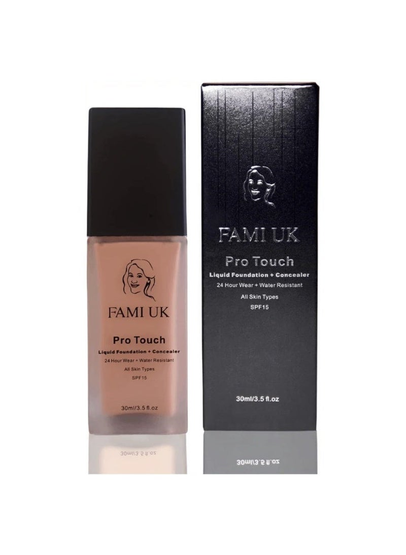 FAMIUK FAMI UK Pro Touch Liquid Foundation + Concealer PT 01 Fair | 24-Hour Wear | Water Resistant | SPF 15 | Full Coverage Soft Matte | 30ml - Image 5