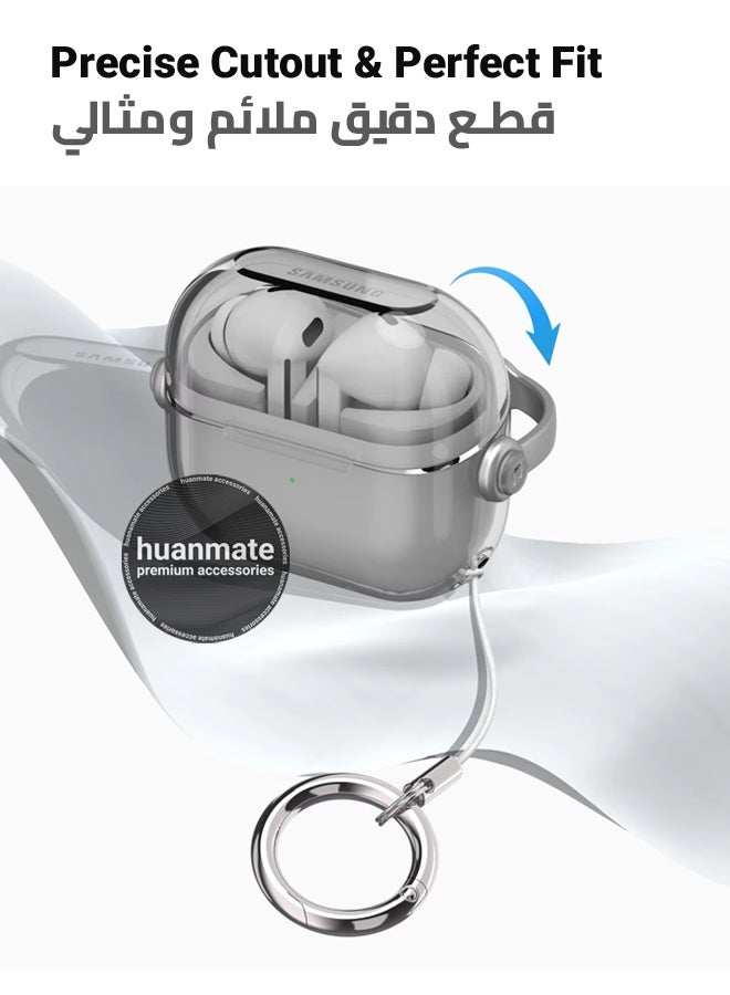 huanmate Samsung Galaxy Buds 3 Pro Premium Protection Case Cover - Transparent Grey - Lightweight, Stylish Design, Accurate Cut-outs - Easy to Install & Remove - Durable Shield for Your Samsung Galaxy Buds 3 Pro - Image 2
