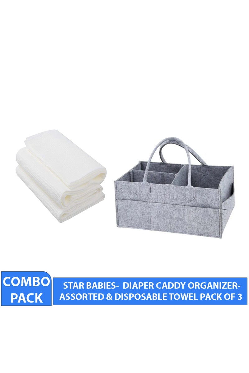 Star Babies - Caddy Diaper Bag Organizer & Disposable Towel 3pcs - Grey - Image 2