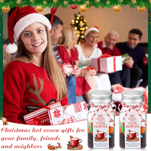 Maxdot 6 Pcs Christmas Hot Chocolate Favors Set 4 oz Hot Cocoa Plastic Bottles Jars with Stickers and Rope for Chocolate Truffle Candy Containers Xmas Party Favors Gifts - Image 5
