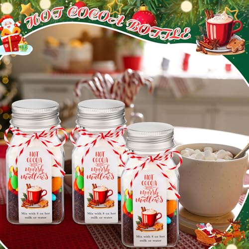 Maxdot 6 Pcs Christmas Hot Chocolate Favors Set 4 oz Hot Cocoa Plastic Bottles Jars with Stickers and Rope for Chocolate Truffle Candy Containers Xmas Party Favors Gifts - Image 4