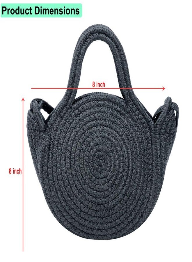 ARIYA Textiles Elegant Round Shoulder Handbag for Women - Cotton/PP Bag Combining Modern Style with Practical Functionality for Every Occasion 8x8 inch Black - Image 5