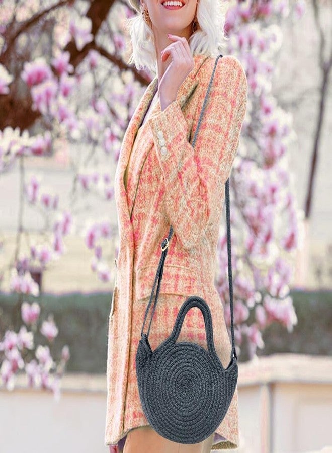 ARIYA Textiles Elegant Round Shoulder Handbag for Women - Cotton/PP Bag Combining Modern Style with Practical Functionality for Every Occasion 8x8 inch Black - Image 2