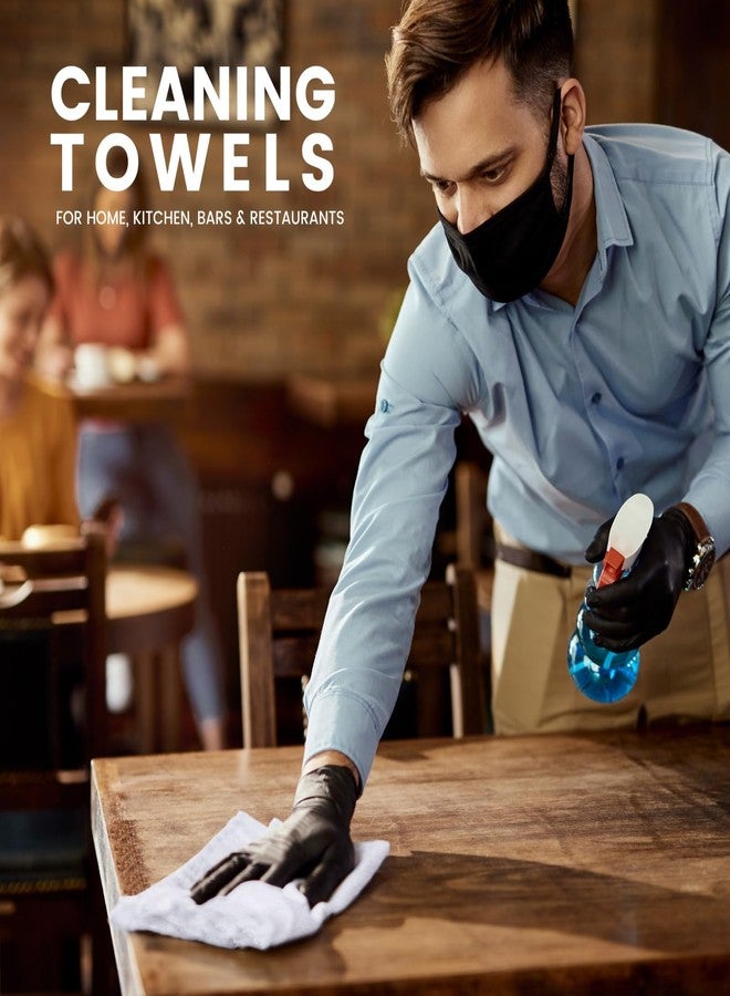 YRALY Terry Bar Mop Towels (Pack of 50) - 100% Cotton White Bar Towels, 14x17 Inches, Absorbent & Quick Dry, Reusable Cleaning Cloth for Commercial Kitchen, Restaurant & Home Use - Image 2