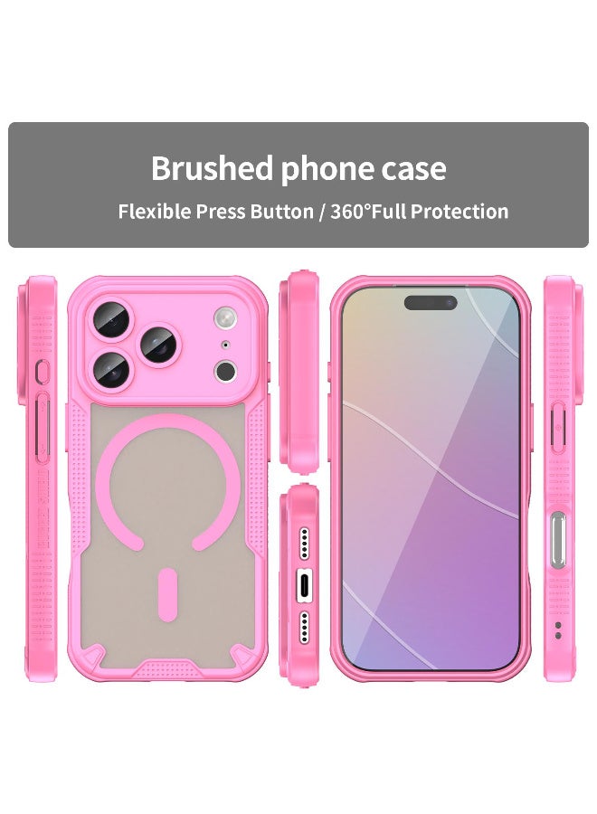 Cover For iPhone 17 Pro Max Armor Glaze MagSafe Magnetic Phone Case Raised edges around the screen and camera lens help prevent scratches - Pink - Image 2