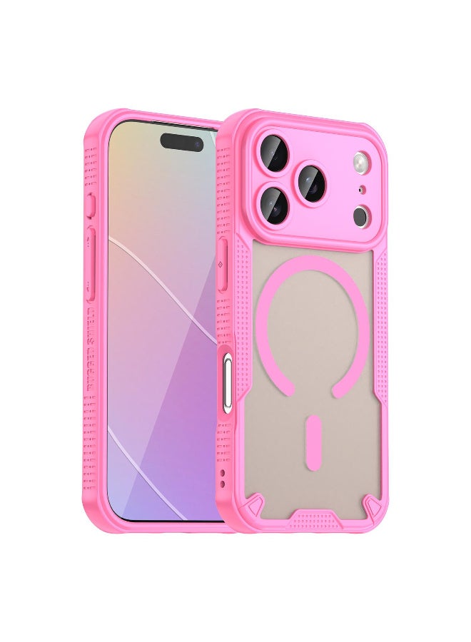 Cover For iPhone 17 Pro Max Armor Glaze MagSafe Magnetic Phone Case Raised edges around the screen and camera lens help prevent scratches - Pink - Image 1