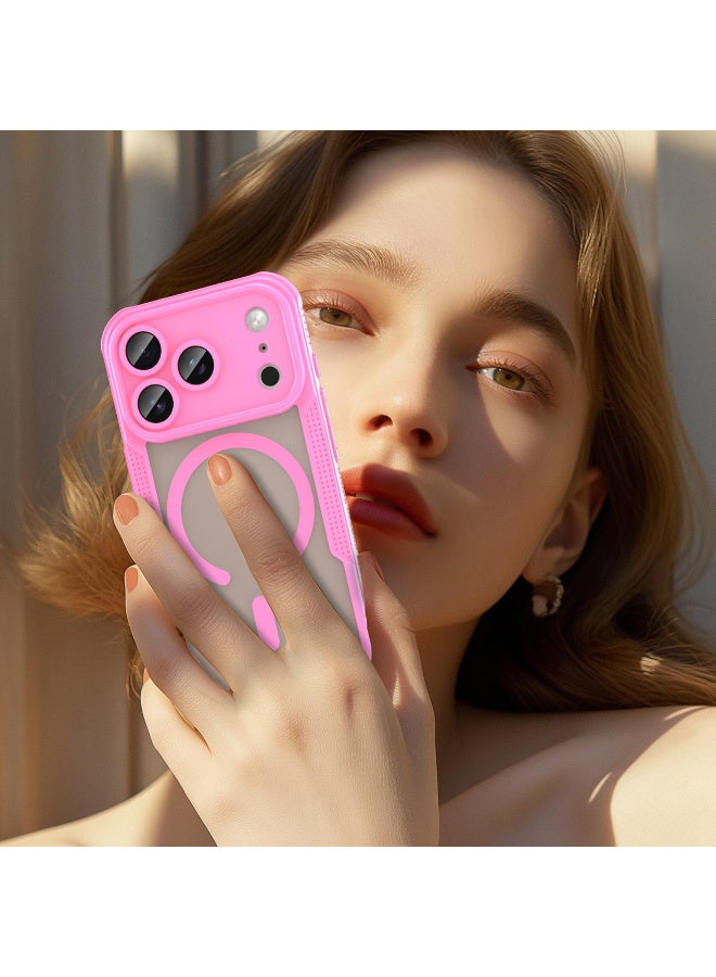 Cover For iPhone 17 Pro Max Armor Glaze MagSafe Magnetic Phone Case Raised edges around the screen and camera lens help prevent scratches - Pink - Image 3