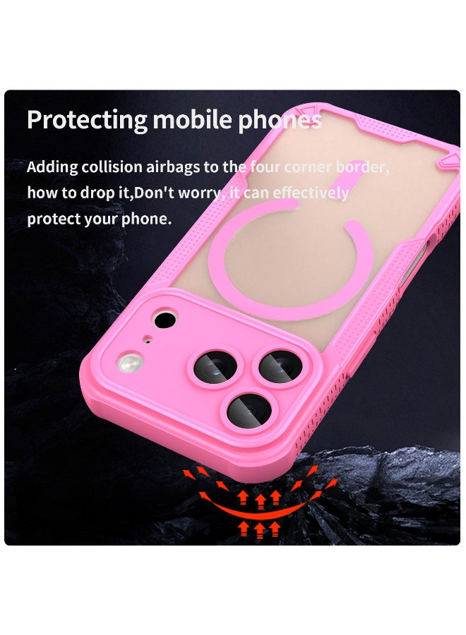 Cover For iPhone 17 Pro Max Armor Glaze MagSafe Magnetic Phone Case Raised edges around the screen and camera lens help prevent scratches - Pink - Image 4
