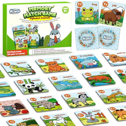 Aizweb Alphabet Match GameMemory Game52 Pcs ABC Learning Letter Flash Cards for Toddlers Ages 3 4 5Educational Toys for Pre K Preschool Kindergarten Learning Activities Classroom Must Haves - Image 1