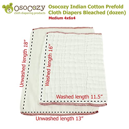 OsoCozy - Prefold Cloth Diapers (1 Dz) - Soft, Absorbent Durable Diaper Service Quality Prefolds. 100% Cotton - 12"x16", Fits 11-22 Lbs. - (Medium 4x6x4) - Image 3