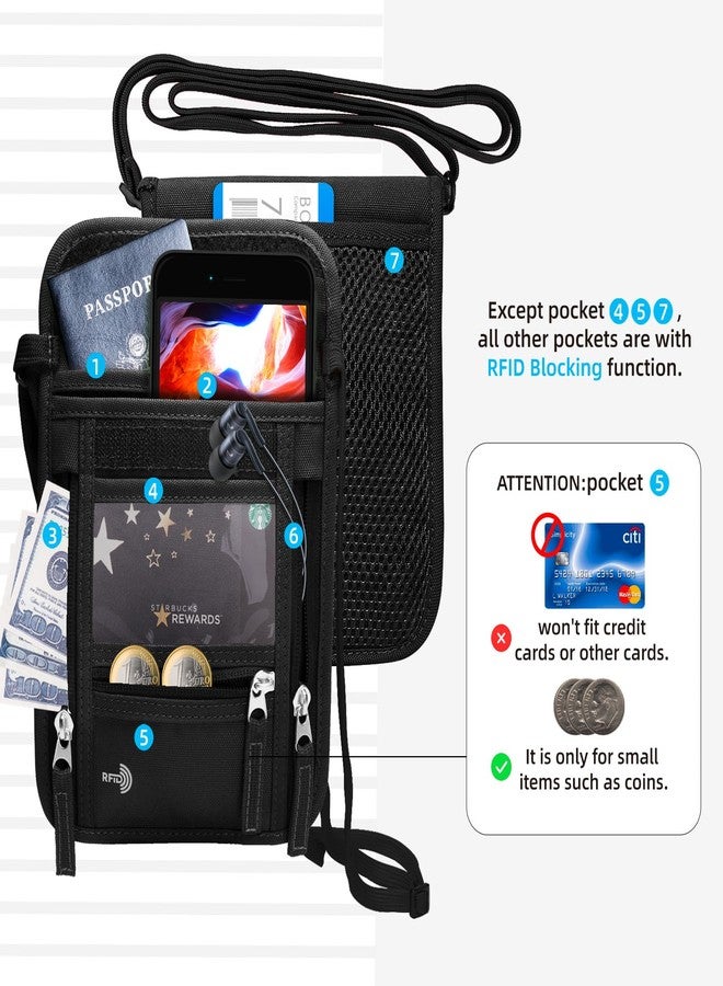 WALNEW Passport Holder Neck Pouch Travel Wallet for Women and Men, RFID Blocking Security Slim Traveling Wallet with Around Neck Lanyard Strap, Black - Image 5