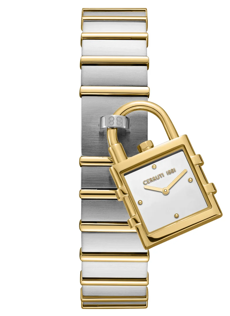CERRUTI 1881 Cerruti 1881 Adria Analog Women's Watch - Lock Shaped Dial, Silver White Dial, Bracelet