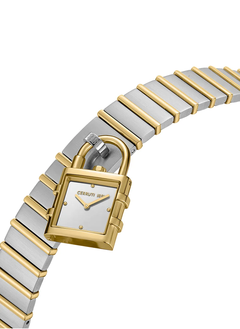 CERRUTI 1881 Cerruti 1881 Adria Analog Women's Watch - Lock Shaped Dial, Silver White Dial, Bracelet