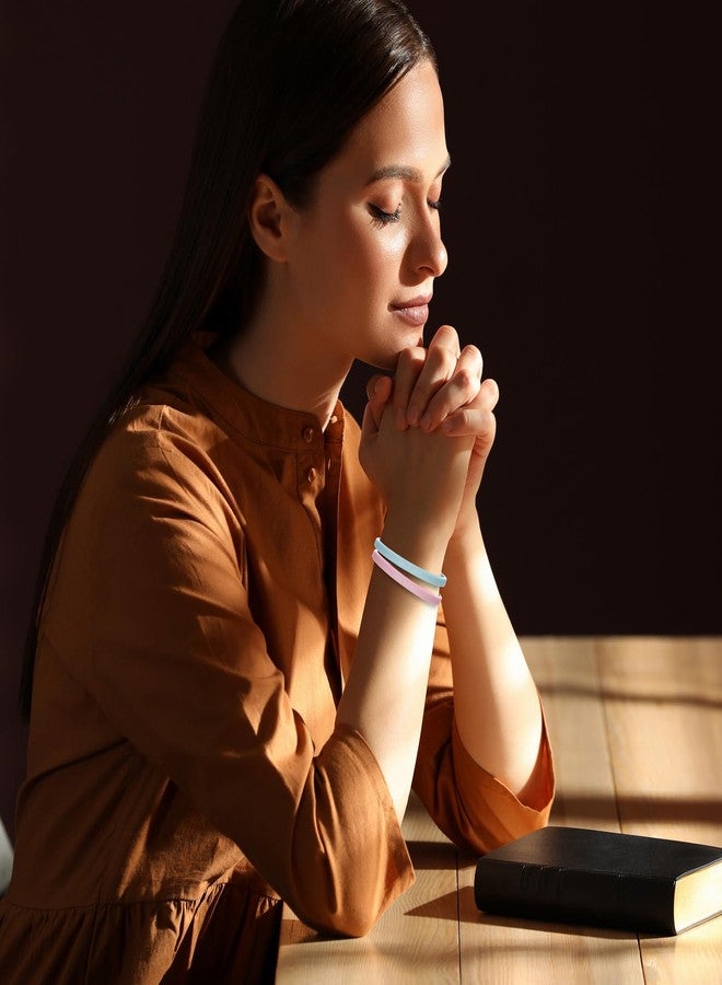 جيريفي مجموعة جيريفي المكونة من 12 قطعة من أساور عيد الميلاد "الله أولاً"، أساور مطاطية مسيحية تحمل آيات من الكتاب المقدس، مناسبة للنساء والرجال والبالغين، هدايا (لون الماكرون). - Image 2