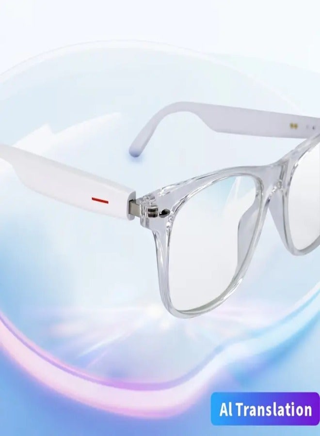 AI Intelligent Translation Smart Glasses Model E13-C – Real-Time Multi-Language Translation, Built-in Microphone  Speaker, Touch Control, Wireless Calling  Music Playback, Voice Assistant, Long Battery Life, Stylish for Men  Women - Transparent Anti Blue Light - Image 2
