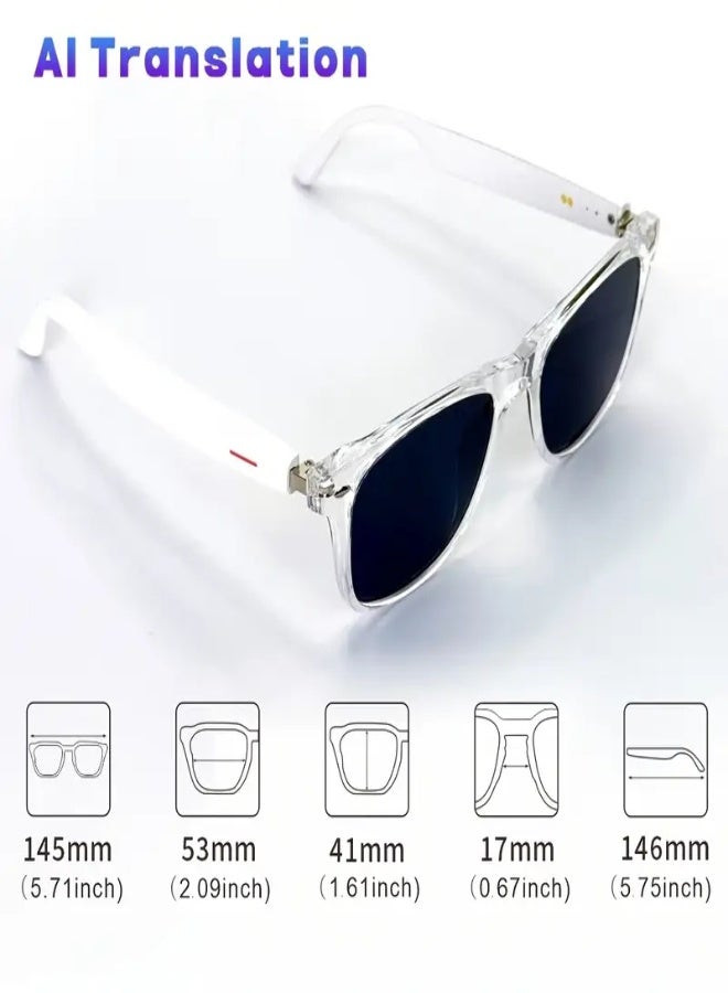 AI Intelligent Translation Smart Glasses Model E13-C – Real-Time Multi-Language Translation, Built-in Microphone  Speaker, Touch Control, Wireless Calling  Music Playback, Voice Assistant, Long Battery Life, Stylish for Men  Women - Transparent Anti Blue Light - Image 3