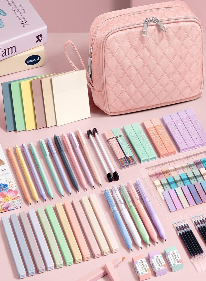FLOE 62PCS Aesthetic School Supplies with Cute Pencil Case, Pastel Highlighters Black Ink Gel Pens Mechanical Pencils Kit, Back to School Supplies College Essentials Preppy Stationary Set for Student Girls - Image 3