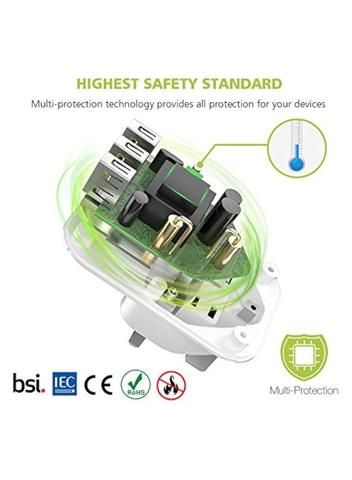 لينسينت موسع قابس مخرج USB مع 3 منافذ USB، قابس USB في اتجاه واحد، محول شاحن حائط متعدد المنافذ، وصلة قابس شاحن USB الرئيسية، مثالي للمنزل والمكتب 2500 وات - Image 3