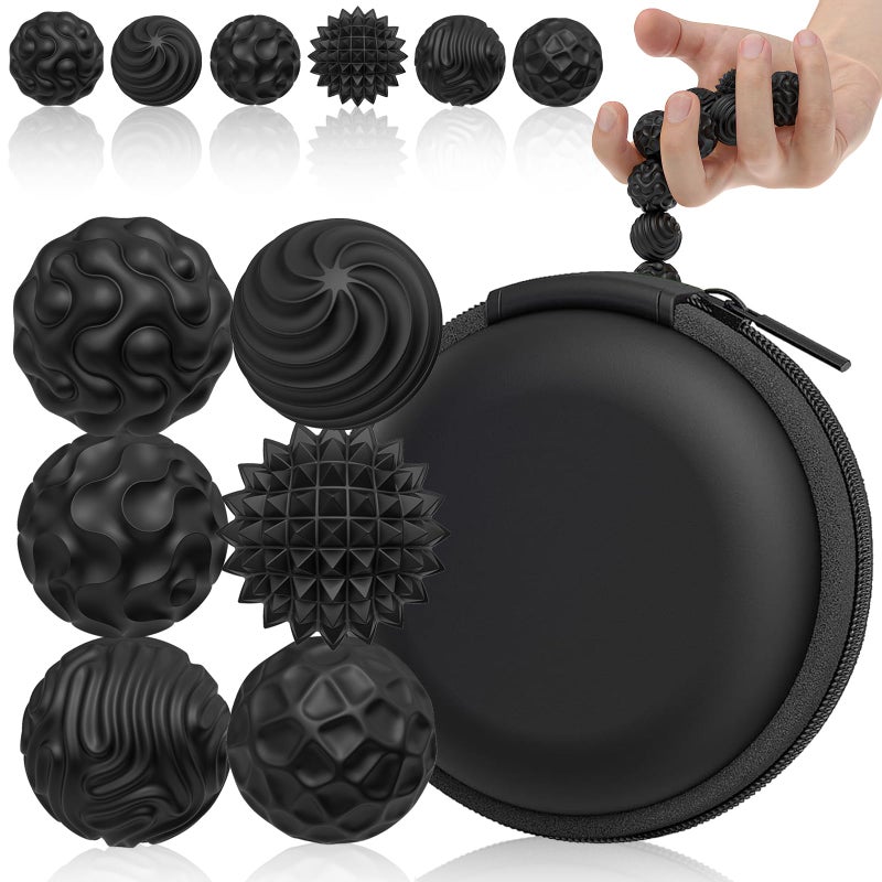 PARTY TONIGHT Silicone Magnetic Balls Fidget Toys for Adults Teens 6PCS Stress Balls Fidget Toy Quiet Magnet Desk Fidgets with Textured ADHD Anxiety Relief Items Fun Stocking Suffers Gifts Black - Image 3