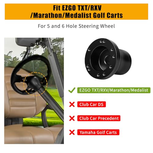 MOSNAI EZGO Steering Wheel Adapter Hub for EZGO TXT/RXV/Marathon/Medalist Golf Carts with 5-6 Holes Golf Cart Steering Wheel - Image 4