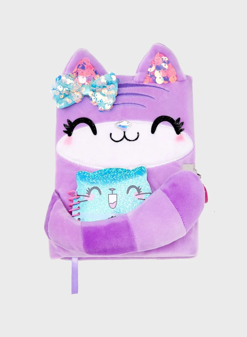 Claires Furry Purple Cat Lock Diary
