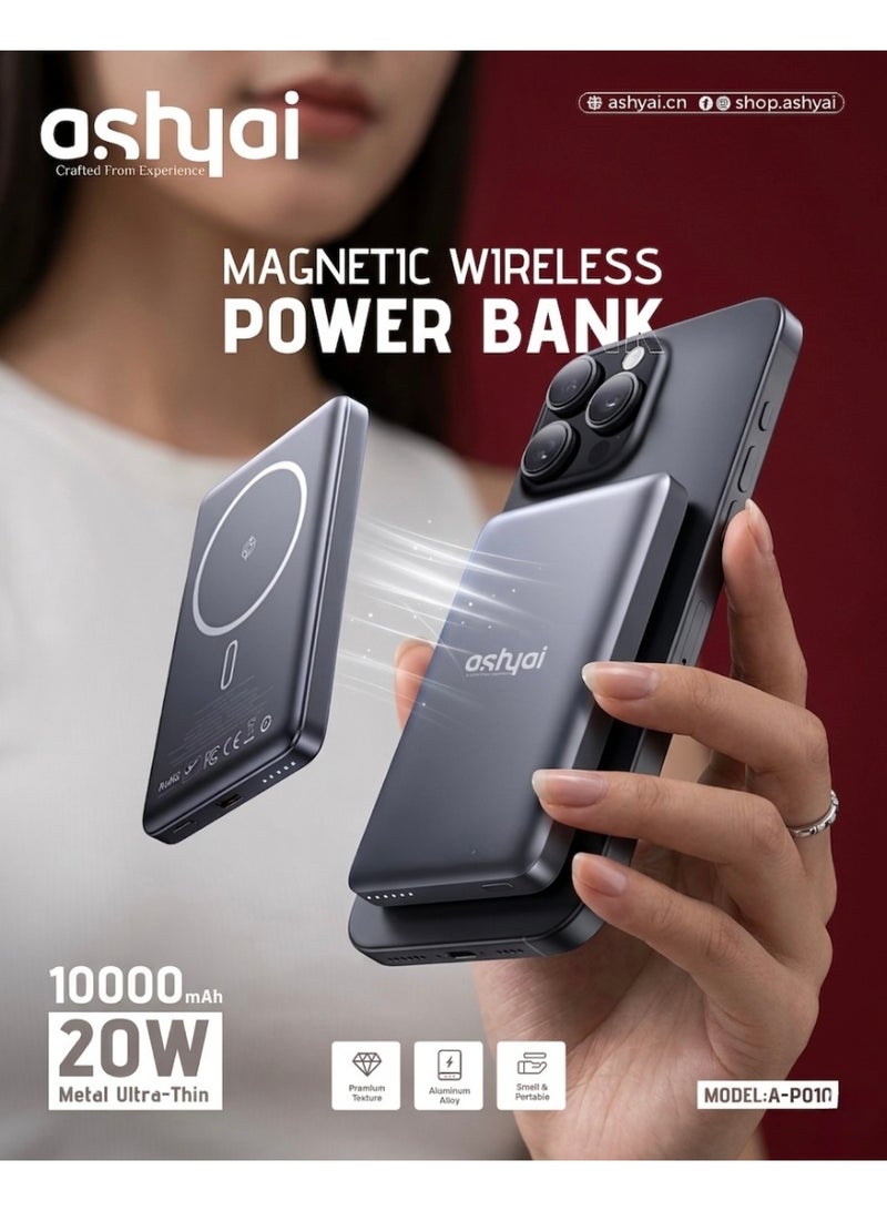 Ashyai 20W 10000mAh Magnetic Utra-Thin Wireless Powerbank - Image 2