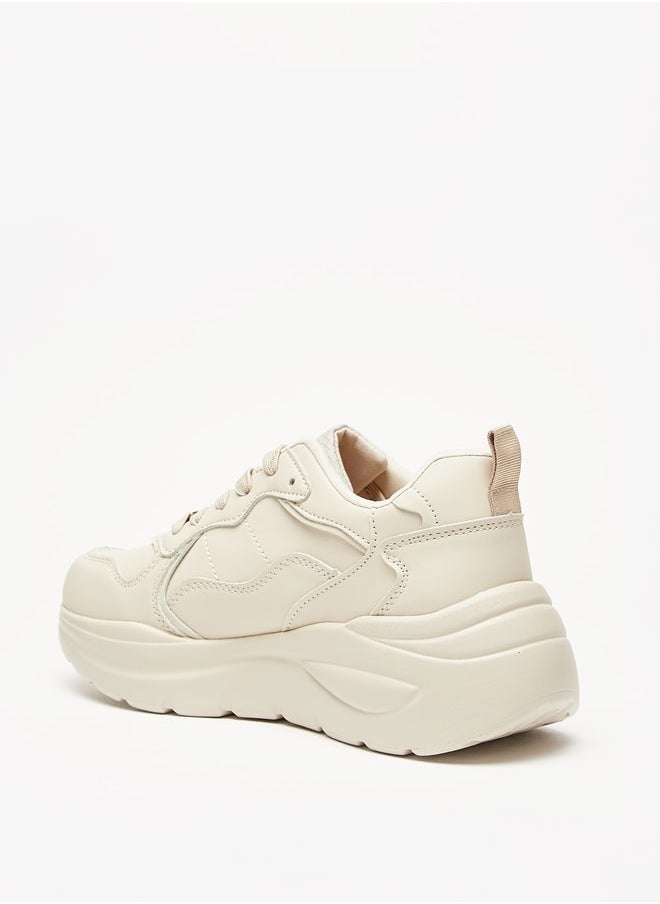 Flora Bella By Shoexpress Women Panelled Low Ankle Sneakers with Lace-Up Closure  - Image 3
