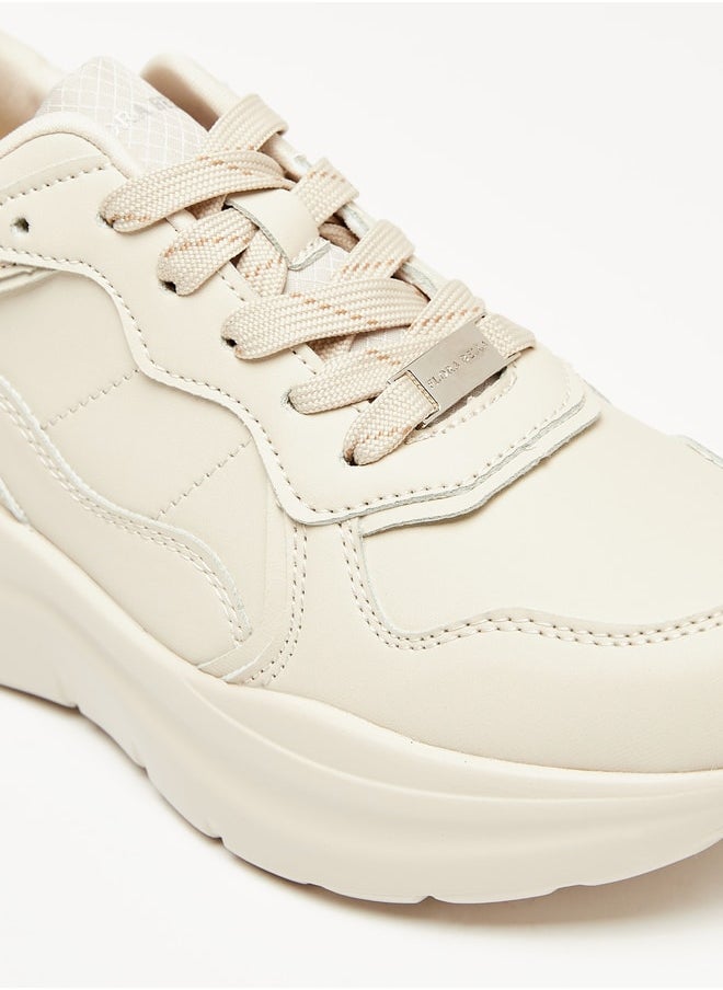 Flora Bella By Shoexpress Women Panelled Low Ankle Sneakers with Lace-Up Closure  - Image 5