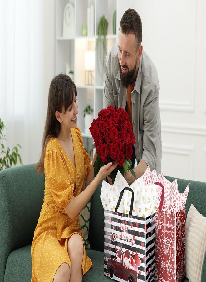 XiaosRen 2Pcs Extra Large Valentines Gift Bags with Tissue Paper and Card, 15.7" Valentine's Day Gift Bags Reusable Non-Woven Love Heart Valentines Bags with Handles (Red, Black) - Image 3