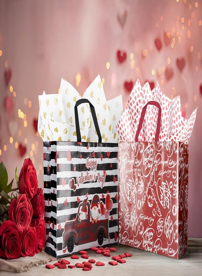 XiaosRen 2Pcs Extra Large Valentines Gift Bags with Tissue Paper and Card, 15.7" Valentine's Day Gift Bags Reusable Non-Woven Love Heart Valentines Bags with Handles (Red, Black) - Image 5