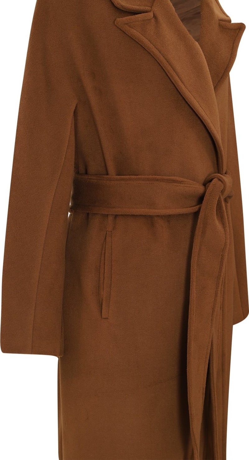 Açelya Okcu AÇELYAOKCU Premium Lapel Fleet Pocket Tied Maxi Women's Wool Coat  - Image 3