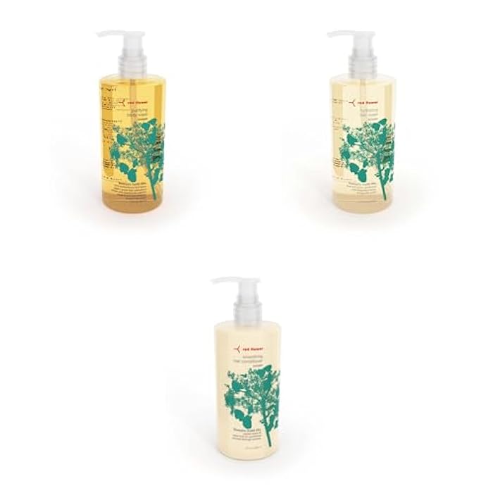Red Flower Ocean Hair & Body Care Set: Purifying Body Wash, Hydrating Hair Wash, and Ocean Smoothing Hair Conditioner for Fresh Skin and Soft, Revitalized Hair - Image 1