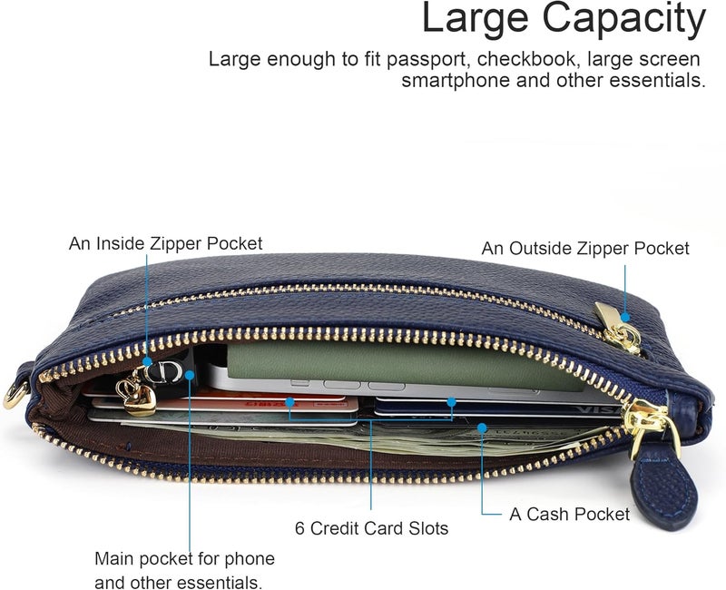 befen Genuine Leather Wristlet Clutch RFID Blocking Bag Cell Phone Wallet Purse Wristlet Wallet Purses and Handbags for Women - Image 2