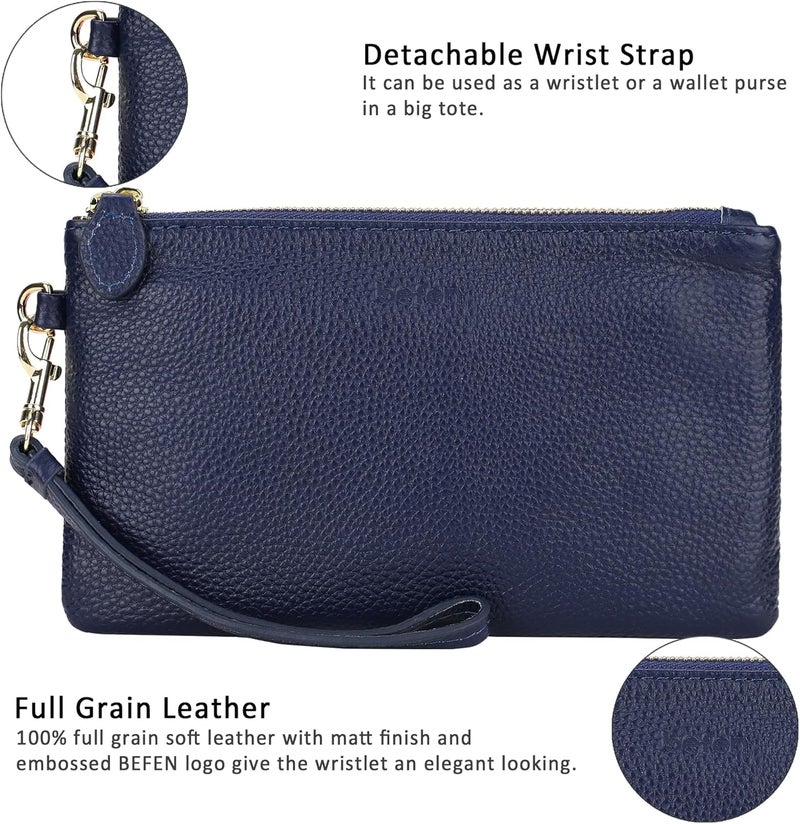 befen Genuine Leather Wristlet Clutch RFID Blocking Bag Cell Phone Wallet Purse Wristlet Wallet Purses and Handbags for Women - Image 3