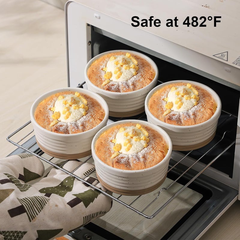 Frewinky Ceramic Ramekins 8oz,Creme Brulee Ramekins & Souffle Dishes for Oven,Small Baking-Dishes for Pudding,Lava Cakes,Serving Dip, Custard, Ice Cream,set of 6 - Image 3