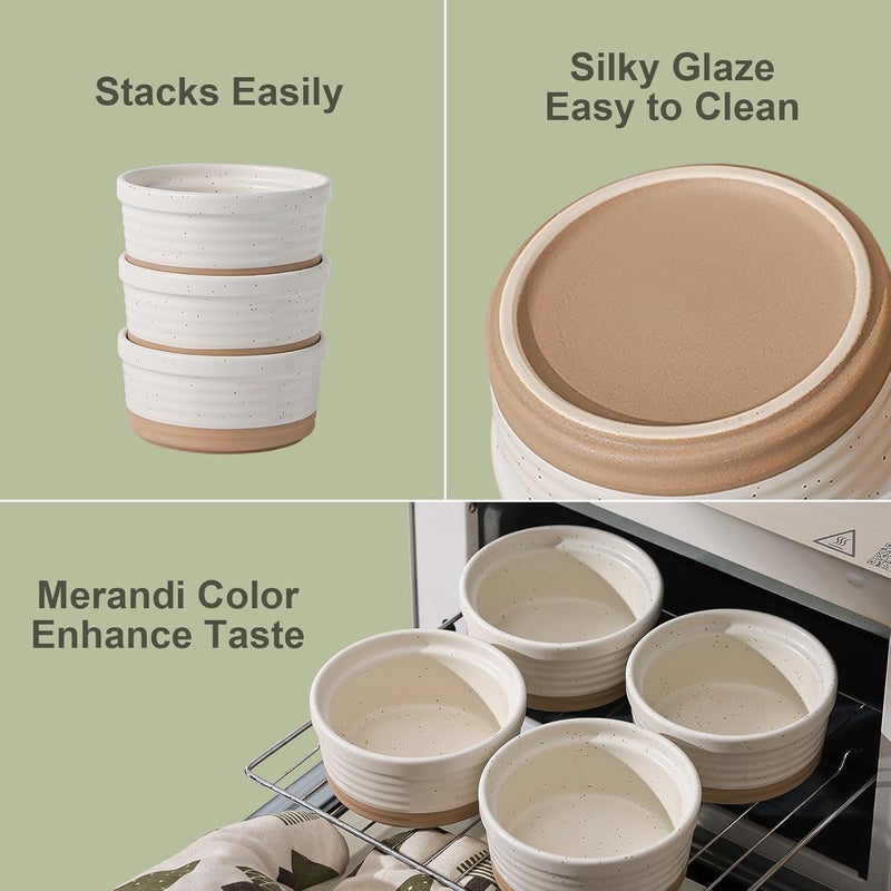 Frewinky Ceramic Ramekins 8oz,Creme Brulee Ramekins & Souffle Dishes for Oven,Small Baking-Dishes for Pudding,Lava Cakes,Serving Dip, Custard, Ice Cream,set of 6 - Image 4
