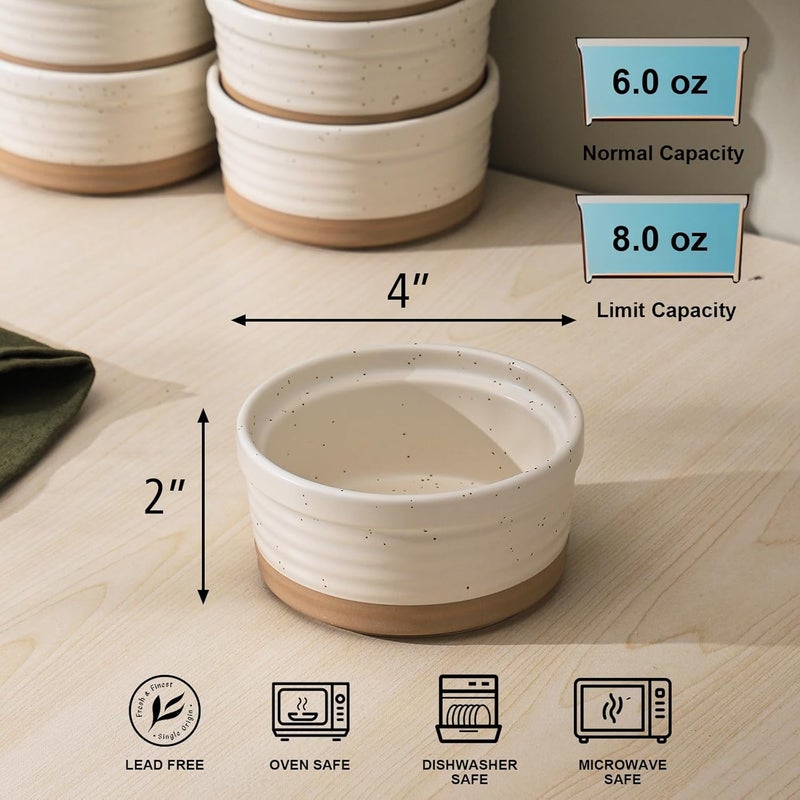 Frewinky Ceramic Ramekins 8oz,Creme Brulee Ramekins & Souffle Dishes for Oven,Small Baking-Dishes for Pudding,Lava Cakes,Serving Dip, Custard, Ice Cream,set of 6 - Image 2