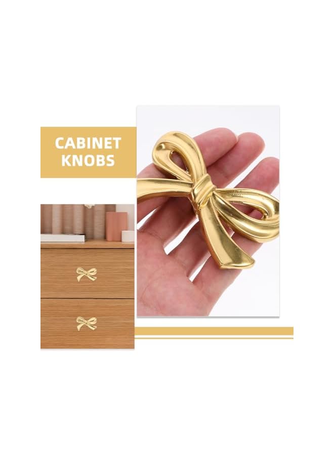 The Bros 6 Pcs Bow Handle Cabinet Knob - Small Dresser Drawer Pull for Cupboard, Wardrobe, Door - Decorative Knob - Image 3