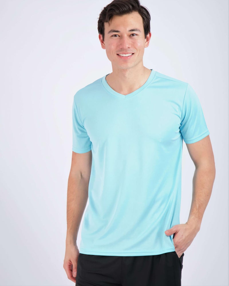 REALESSENTIALS Real Essentials 5 Pack: Men's Mesh Short Sleeve V-Neck T-Shirt | Athletic Dry Fit V Neck Workout Shirt- Set 8, L - Image 2