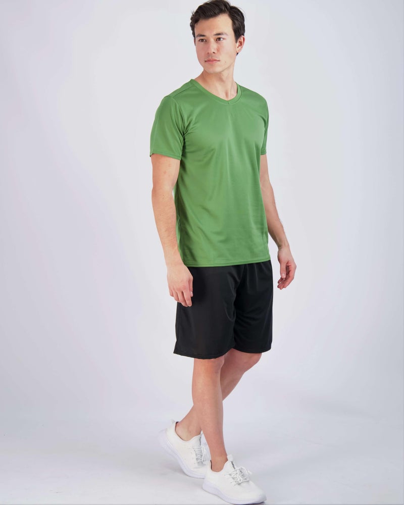 REALESSENTIALS Real Essentials 5 Pack: Men's Mesh Short Sleeve V-Neck T-Shirt | Athletic Dry Fit V Neck Workout Shirt- Set 8, L - Image 3