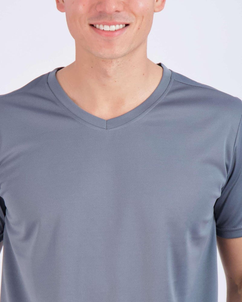 REALESSENTIALS Real Essentials 5 Pack: Men's Mesh Short Sleeve V-Neck T-Shirt | Athletic Dry Fit V Neck Workout Shirt- Set 8, L - Image 4
